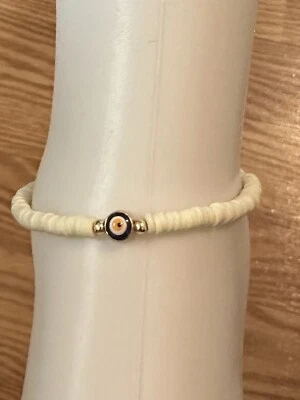 Evil Eye Gold Plated Anklet With Raw White Coral  Beads - Image 1 of 2