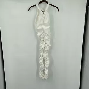 Shein Womens Jumpsuit Unitard 2 White Ruched Sleeveless Stretchy Elastic V Neck - Picture 1 of 11