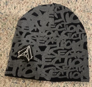 Boy’s Youth One Size Black Winter Hat/Beanie 8.5" wide/8" long, Letters & Symbol - Picture 1 of 6