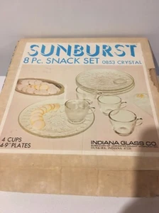 Indiana Glas Sunburst klar 8-teiliges Snack-Set NEU IM KARTON! Modell # 0853 - Bild 1 von 9