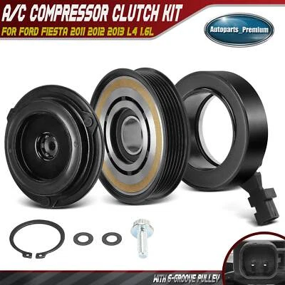 A/C AC Compressor Clutch Kit for Ford Fiesta 2011 2012 2013 L4 1.6L 6 Grooves - Image 1 of 4