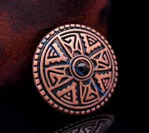 10X 1-1/8" ANTIQUE COPPER LEATHERCRAFT COWBOY BRIDLE REPAIR CROSS CONCHO TACK - Picture 1 of 10