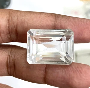 57 CT Natural Crystal Quartz Radiant Cut Loose Faceted Gemstone,24x19x15 MM. - Picture 1 of 6