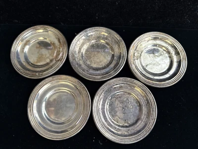 VINTAGE Ricci Argentieri Silver  5 Mini  Butter Plates VERY NICE! - Image 1 of 4