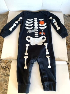 Carter's 12M Onsee Outfit Skelton Skull Bones One Piece Long Sleeves Legs Cotton - Picture 1 of 7