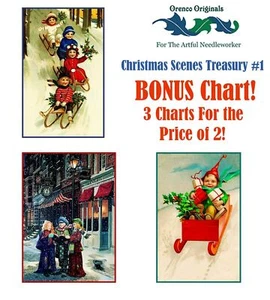 Christmas Scene Deluxe Treasury#2-Three Counted Cross Stitch Patterns Charts - Picture 1 of 9