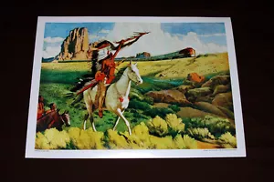 Meeting of The Chiefs Santa Fe Railroad Art print Poster 1949 train Super Chief - Picture 1 of 1