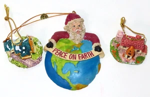(3) Vintage House & Biolage Santa Peace on Earth Christmas Ornaments - Picture 1 of 12
