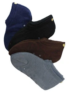 SOLID COLOR 4 PACK ASSORTED SOFT KNIT SLIPPER SOCKS - Picture 1 of 8