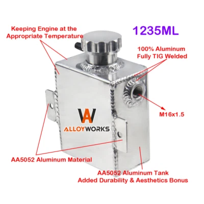1240ml Überlaufflasche Tank Alu Kühlmittel Ausgleichsbehälter & Kappe - Bild 1 von 4