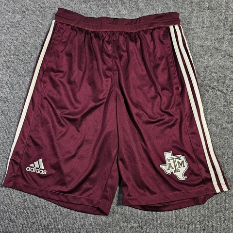 Adidas Texas A&M Athletic Shorts Mens Large Maroon White Aggies Climalite 9" Cover