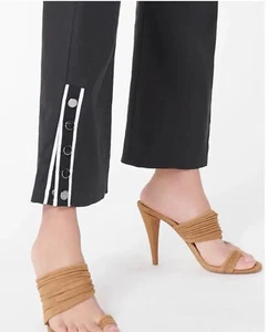 sz 4 NWT VERONICA BEARD Pants MARTIN Linen Trousers Cropped BLACK womens SUMMER - Picture 1 of 10