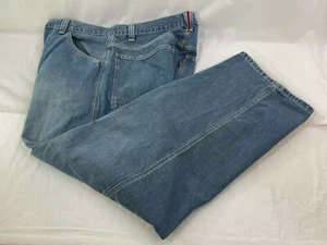 Jeans vintage Levis blu larghi dritti uomo 38x30 cintura a righe rosse passante - Foto 1 di 11