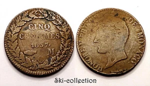 5 Cents 1837 MC. Honoré V°, Prince Of Monaco. Copper - Picture 1 of 1