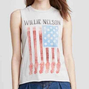 Canotta WILLIE NELSON donna taglia media grigia chitarra americana tagliata NUOVA - Foto 1 di 8