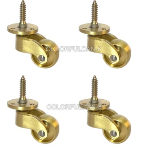 4 Stück Neu Messing Rollen 1 Zoll (25 mm) Räder Schraube Platte Möbelrollen Zubehör - Bild 1 von 5
