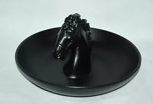 REBIRTH CERAMICS Pottery home decor Horse Matte Black Dish Handmade in Italy - Picture 1 of 8