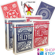 4 DECKS BICYCLE TALLY HO 2 CIRCLE 2 FAN BACK PLAYING CARDS LINOID RED BLUE NEW