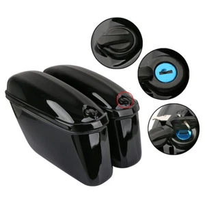 Pair Universal 22L Motorcycle Hard Trunk Saddlebags Saddle Bags Side Box Rear - Picture 1 of 7