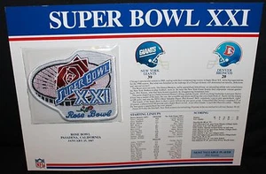 WILLABEE & WARD OFFICIAL NFL SUPER BOWL PATCH XXI NEW YORK GIANTS BRONCOS 1987 - Bild 1 von 1