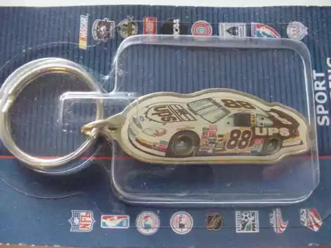 DALE JARRETT #88 NASCAR BRASS CAR SHAPED KEYCHAIN NICE! Cover
