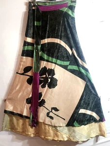 Incredible-art Vintage Silk Sari Magic Wrap Skirt Reversible Double Layer skirt, - Picture 1 of 6