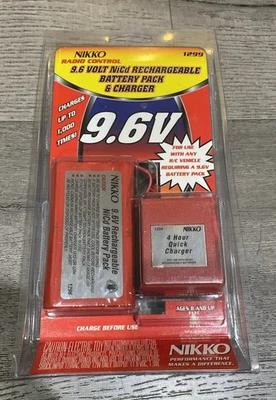 NIKKO R/C RC 9.6V Rechargeable NiCd Battery Pack Quick Charger 1299 New Sealed  - Image 1 of 4