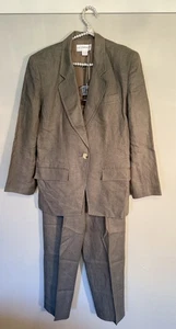 Liz Claiborne Collection Womens Safari Sage 100% Linen Suit Set Career SZ6 USA - Picture 1 of 19