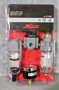 Milton S-1140 Deluxe Mini FLR Filtro Regolatore Lubrificatore Trio 1/4" NPT - Foto 1 di 2