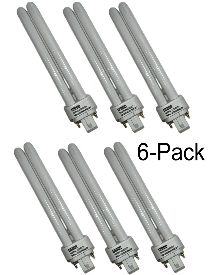 CF26DE/827 26 watt Quad Tube 2700K 4-Pin CFL lamp Ushio 3000059 - 6 Piece LOT - Image 1 of 3