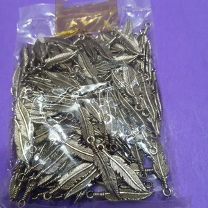FEATHER Charms, 144 pcs Lot, (Gross) 1" Metal Alloy Charms, Jewelry Making,  - Picture 1 of 3