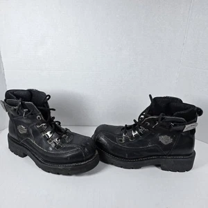Botas Harley Davidson 94003 talla 8 negras de cuero con cordones correas laterales usadas - Imagen 1 de 11