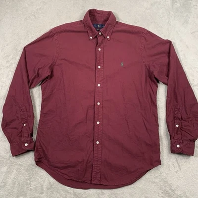 Camisa Ralph Lauren Para Hombres M Roja Abotonada De Colección Polo Preppy Poni Calce Relajado Foto 1 de 4