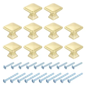 10 piezas perillas cuadradas de gabinete, perilla cuadrada de gabinete de cocina de zinc de 1,2 pulgadas, latón - Imagen 1 de 6