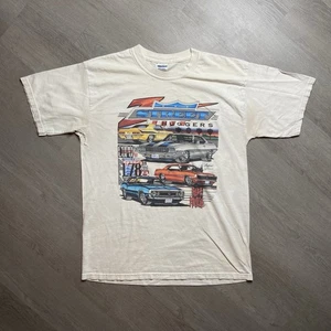 Vintage Street Huggers Muscle Car Tee 00s Front And Back Men’s Sz Large L White - Picture 1 of 11
