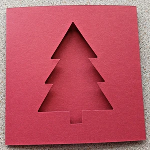 5 Double/Fold Red Card Blanks with Xmas Tree Apertures & White Envs 140mm Sq - Picture 1 of 1
