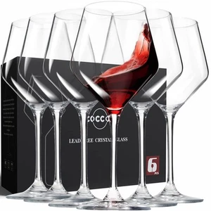 Wine Glasses,White Red Wine Glasses Set of 6,Lead-Free Premium Crystal Clear ... - Picture 1 of 7