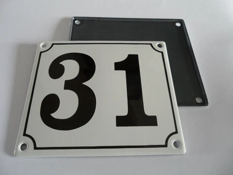 Old German White Enamel Porcelain Metal House Door Number Street Sign / Plate 31 Cover