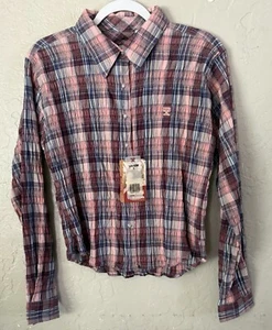 Wrangler Shirt Twenty X Women’s L Ultra fit Pearl Snap Pink Purple Plaid Western - Picture 1 of 15