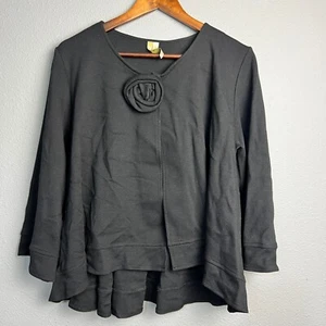 Comfy USA Black Cardigan Jacket Rosette Detail Layering Cottagecore Top Size L - Picture 1 of 12