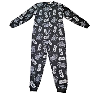 Star Wars Darth Vader -Adult Fleece One Piece Pajamas -Black White -Size Medium - Picture 1 of 17
