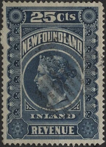 Canadá 1898 VanDam #NFR3 25c azul, QV, Nfld. Inland Revenue, usado - Imagen 1 de 1