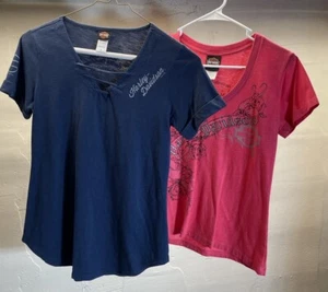 Harley Davidson Shirt Bundle Women Small Tops Casual Riding Lot OF 2 - Picture 1 of 8