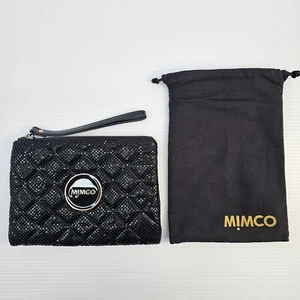 Mimco Large Glomesh Pouch Clutch Wristlet Black Zip Up - Fast Postage !! - Picture 1 of 8