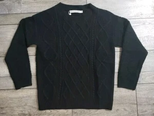 Women's Long Sleeve Cable Sweater Crew Neck Pullover, Black, Sz 160(XS), Acrylic - Picture 1 of 9