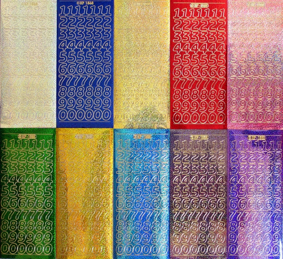 Holographic NUMBERS 18mm 1.8cm PEEL OFF STICKERS Figures Number Cardmaking - image 1 of 1