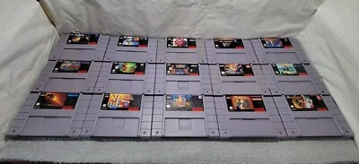 Super Nintendo SNES Game Lot (15) - NBA Jam, World Heroes, Lock On, Top Gear 2 + - Image 1 of 4