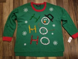 Womens size 2X Ho Ho Ho Snowman Christmas Sweater NWT By United states Sweaters - Picture 1 of 8