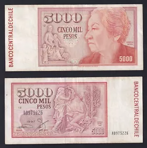 Banconota Cile 5000 pesos 1987 P.-155b BB/VF - Picture 1 of 1