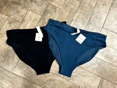 2 NWT  Fabletics Gabriella Sport Swim Brief Bikini Bottom Black and Blue Size 4X - Image 1 of 3